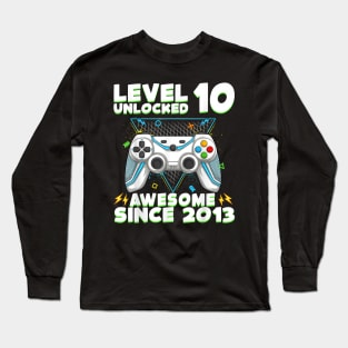 Ten 10yr BDay Son Boy Gamer 10th 10 Year Old Birthday Long Sleeve T-Shirt